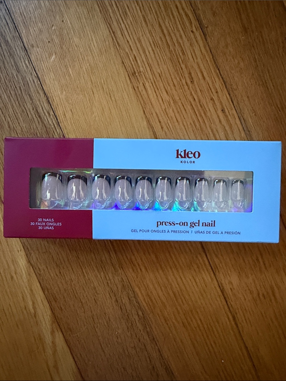 Kleo Kolor Clear Neutral Press-On Gel Nails – Black French Set